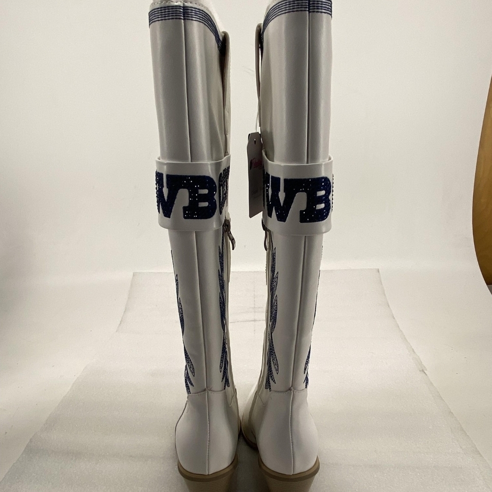 NWT DALLAS COWBOY COWGIRL BOOTS with Blue Embroidery - Picture 4 of 6